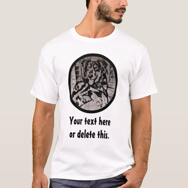 Camiseta Estêncil inglês do filhote de cachorro do pastor (Frente)