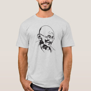 Camiseta estêncil retro do retrato de india do gandhi