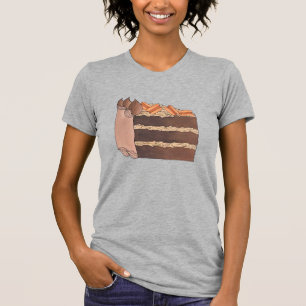 Camiseta Esterse de Fatia de Bolo de Camada de Chocolate Al