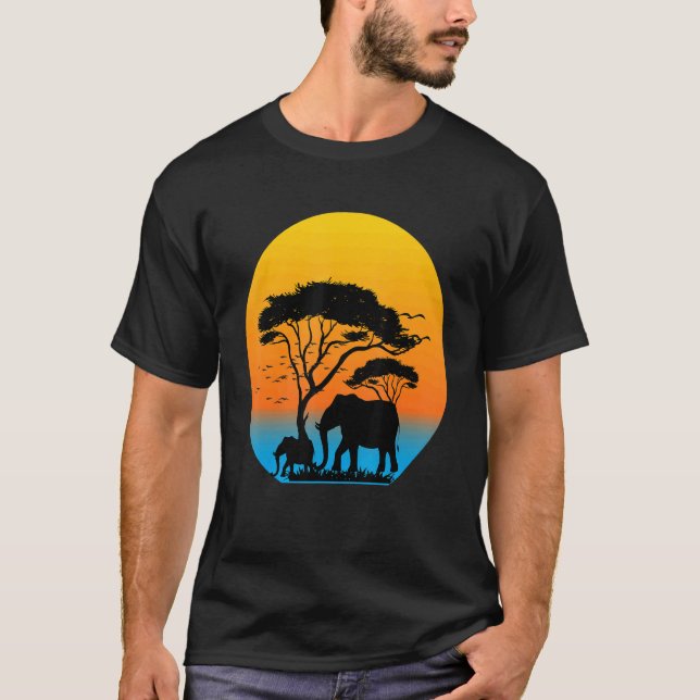 Camiseta Estética Animal Selvagem Da Família De Elefantes S (Frente)
