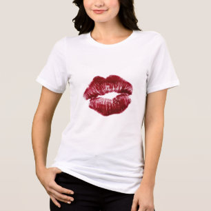 Camiseta Estética Baddie com Marca de Beijo de Láb