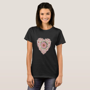Camiseta Estética Coração Floral para Mulheres