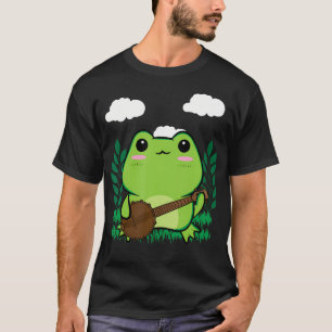 Camiseta Estética Cottagecore Fofa Kawaii Sapo Tocando Ban
