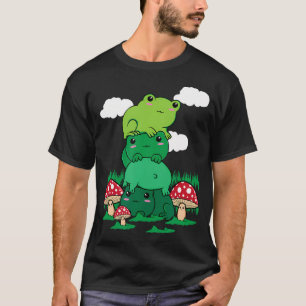 Camiseta Estética Cottagecore Kawaii Sapo Pilha e Cogumelo