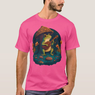 Camiseta Estética Cottagecore Sapo Tocando Banjo Em Cogumel