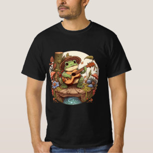 Camiseta Estética Cute Cottagecore de Sapo Tocando Banjo em