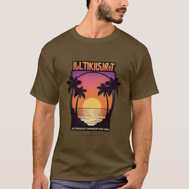 Camiseta Estética da Camisa-T do Retro Sunset Vibes Masculi (Frente)