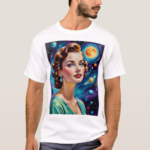 Camiseta Estética da Imagem da Vintagem do Espaço Cosmico R