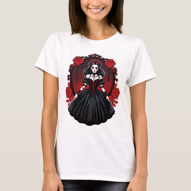 Camiseta Estética da Rainha Vampira - Halloween Gótico Eleg (Frente)
