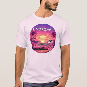 Camiseta Estética de Carro Pôr do Sol Vaporwave Re