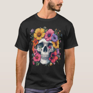 Camiseta Estética de Caveira Floral
