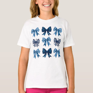 Camiseta Estética de coquetes de arcos azuis