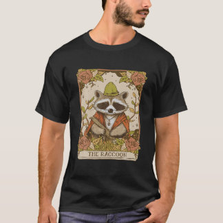 Camiseta Estética De Cottagecore Da Placa De Tarot Raccoon