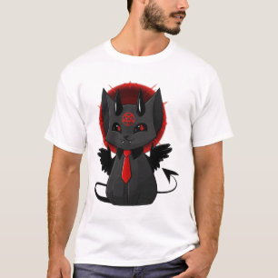 Camiseta Estética de Gato Demônio Fofo Kawaii Goth