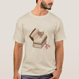 Camiseta Estética de Livro Antigo com Mapa do Coração e Bot