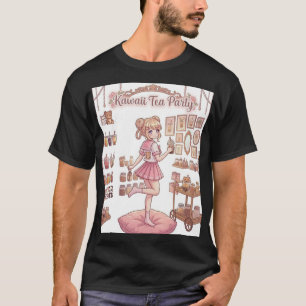 Camiseta Estética de Menina Anime Rosa Festa do Chá Kawaii