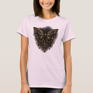 Camiseta Estética de Moda Gótica de Luxo Borboleta Sombria 