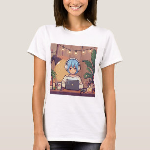 Camiseta Estética de Música Chiller de Estudo Lo-F
