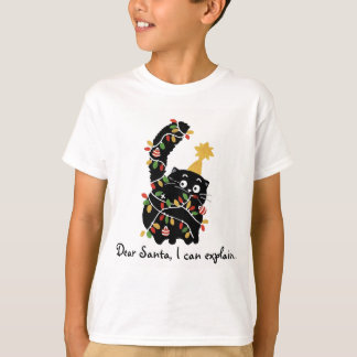 Camiseta Estética de Natal Gato do Papai Noel Engraçado Fof