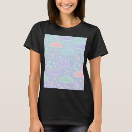 Camiseta Estética de Nuvens Pastel Kawaii
