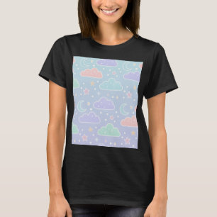 Camiseta Estética de Nuvens Pastel Kawaii
