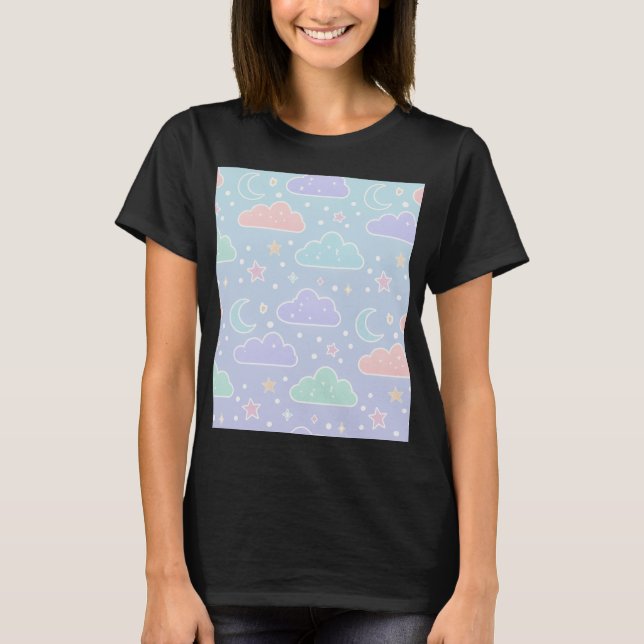 Camiseta Estética de Nuvens Pastel Kawaii (Frente)
