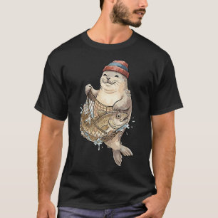 Camiseta Estética de Pescador: Captura do Dia da Foca