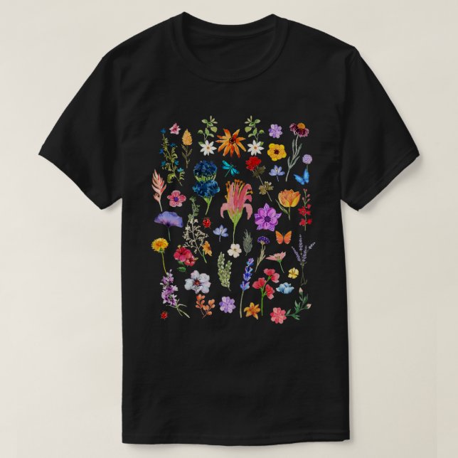 Camiseta Estética de Prados de Flores Selvagens (Frente do Design)