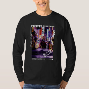 Camiseta Estética de Roupas de Rua Cyberpunk Japonesa de Tó
