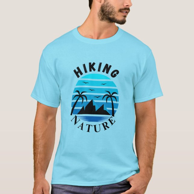 Camiseta Estética do Horizonte Azul de Praia Solar Tropical (Frente)