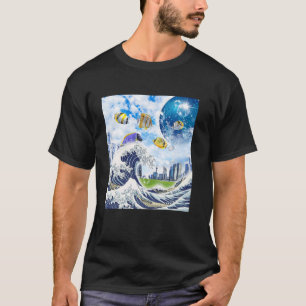Camiseta Estética Frutiger Aero Tech Grande Onda de Kanagaw
