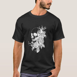 Camiseta Estética Gótica Rosa Floral Alternativa