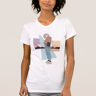 Camiseta Estética Ilustração de Menina