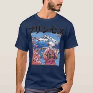 Camiseta Estética Japonesa - Menina Samurai - Flor De Cerej