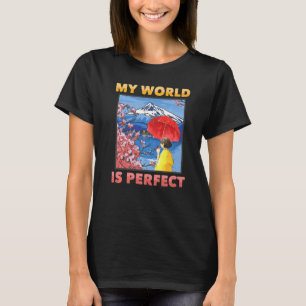 Camiseta Estética Japonesa Meu Mundo É Uma Cherry Bl Perfei
