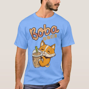 Camiseta Estética Kawaii Corgi Bubble Tea Funny Boba's Wel