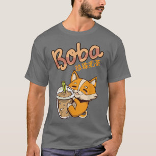 Camiseta Estética Kawaii Corgi Bubble Tea Funny Boba's Wel