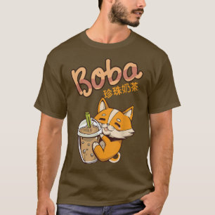 Camiseta Estética Kawaii Corgi Bubble Tea Funny Boba's Wel