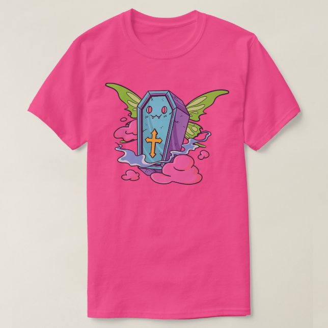 Camiseta Estética Kawaii Fairy Coffin Bat Pastel (Frente do Design)