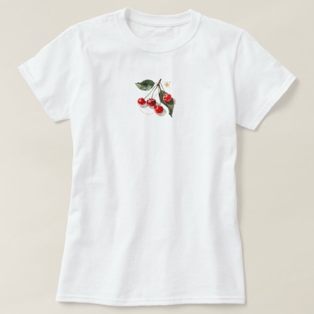 Camiseta Estética minimal fofa cereja fresca (Frente do Design)
