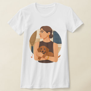 Camiseta Estética Moderna de Mãe de Cachorro com Cachorrinh