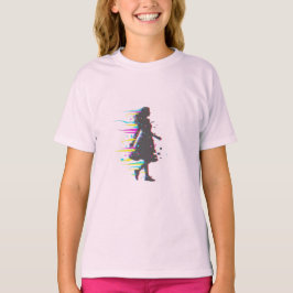 Camiseta Estética Neon de Silhueta de Mãe Minimalista com A