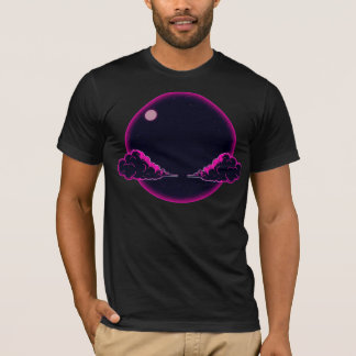 Camiseta Estética Noturna Nuvens Rosa Lua Design
