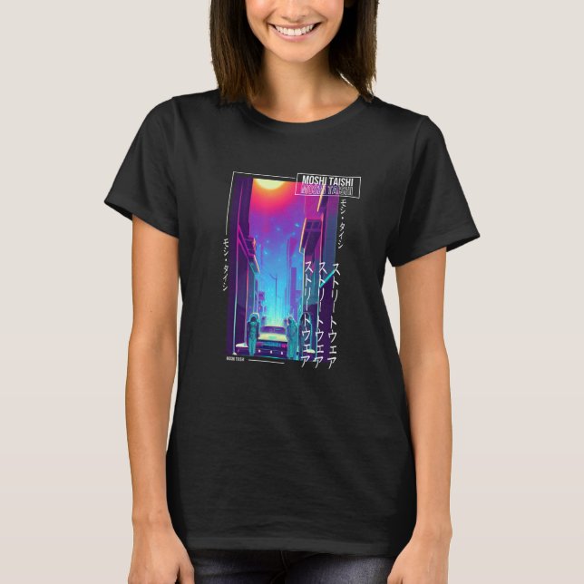 Camiseta Estética Otaku Vaporwave Japonesa Synthwave Retrô  (Frente)