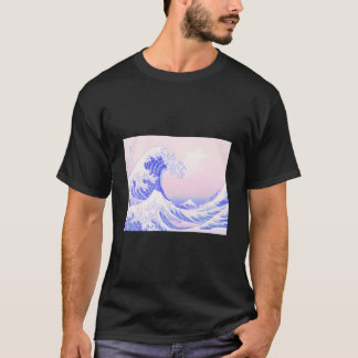 Camiseta Estética Pastel K Onda Grande Roxa Kawaii Japão