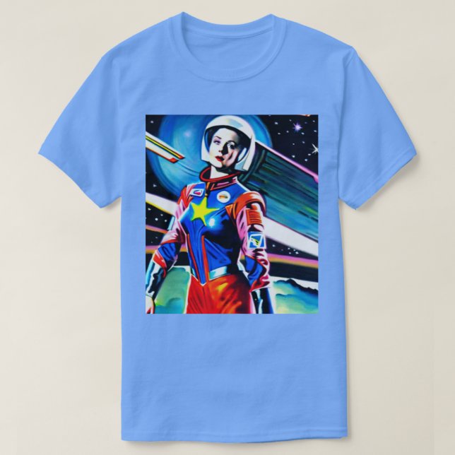 Camiseta Estética retrô do História em quadrinhos Spacegirl (Frente do Design)