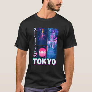 Camiseta Estética Streetwear de Tóquio Cyberpunk com Falhas