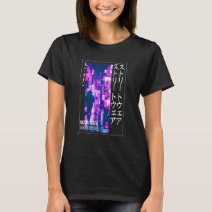 Camiseta Estética Streetwear de Tóquio Cyberpunk Glitch Jap