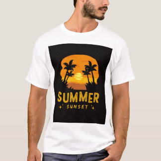 Camiseta Estética Summer Sunset | Praia Tropical Vibrante