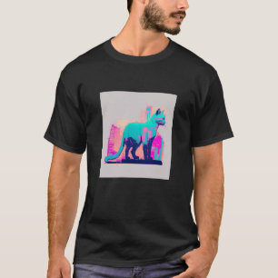 Camiseta Estética Vaperwave Gato Glitch Retrowave Synthwave
